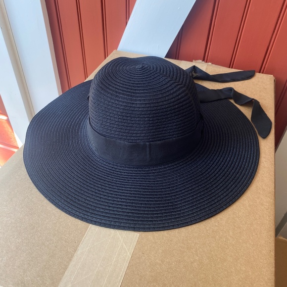 INC International Concepts Removable Tie Packable Floppy Black Hat - Picture 3 of 4